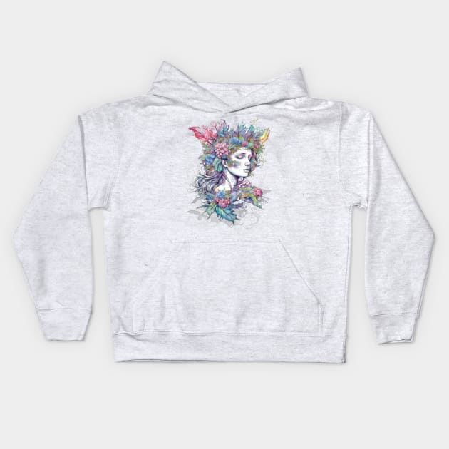 Watercolor Fairy #5 Kids Hoodie by Chromatic Fusion Studio